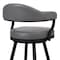 Armen Living Justin 30" Bar Height Swivel Vintage Gray Faux Leather Bar Stool with Black Metal Legs LCJTBABLVG30 - alternate 5